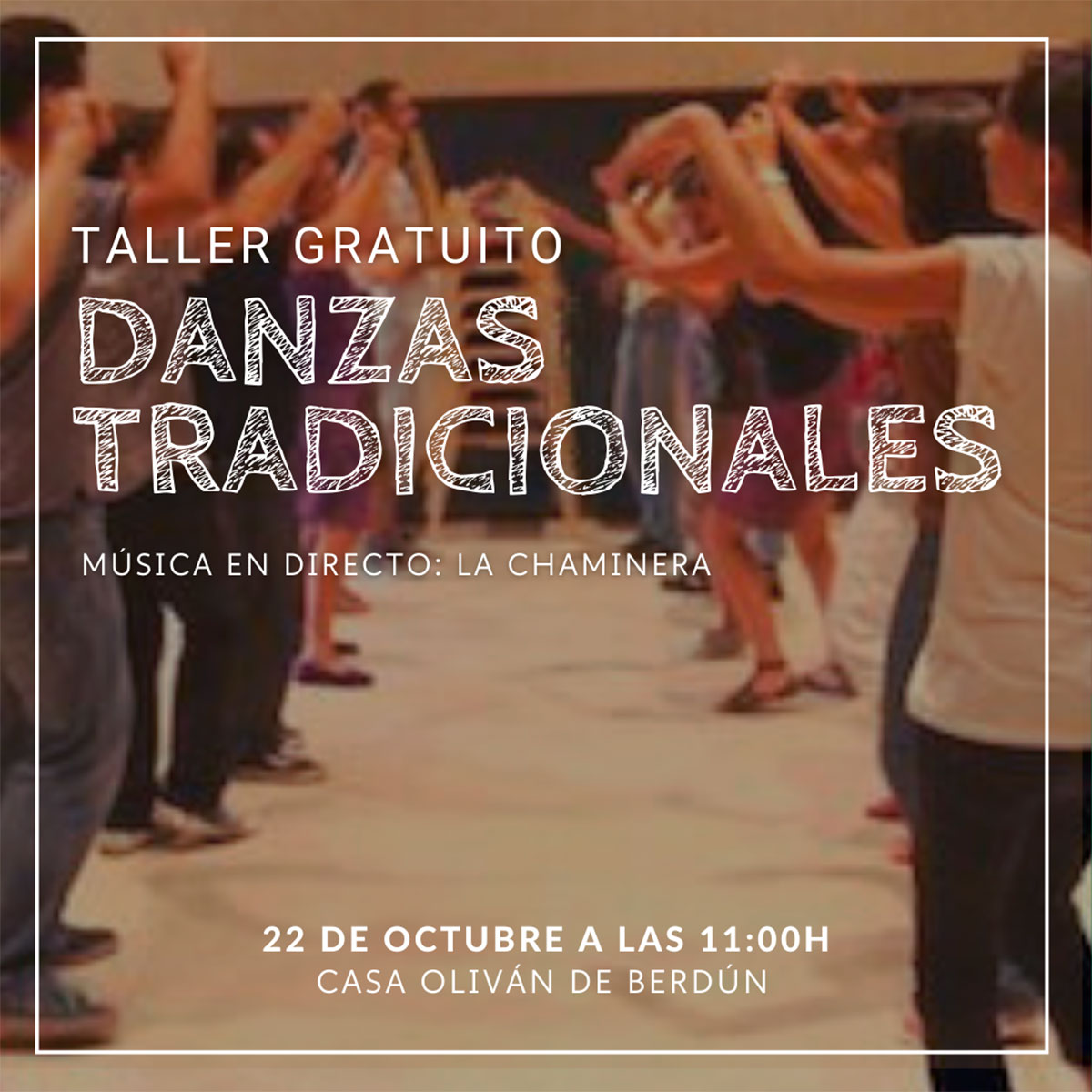 Taller de danzas tradicionales con música en directo de La Chaminera. Casa Oliván. 11:00 h.